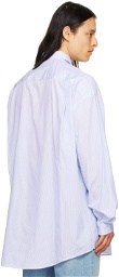 Hed Mayner Blue & White Striped Shirt