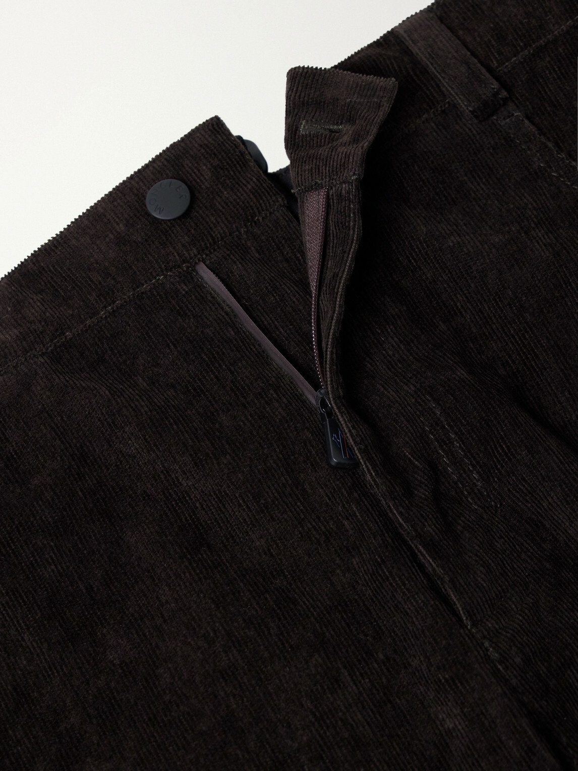 Moncler Grenoble - Straight-Leg Padded Webbing-Trimmed Stretch Cotton-Corduroy Ski Salopettes - Brown