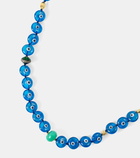 Ileana Makri Evil Eye 9kt gold beaded necklace with diamonds