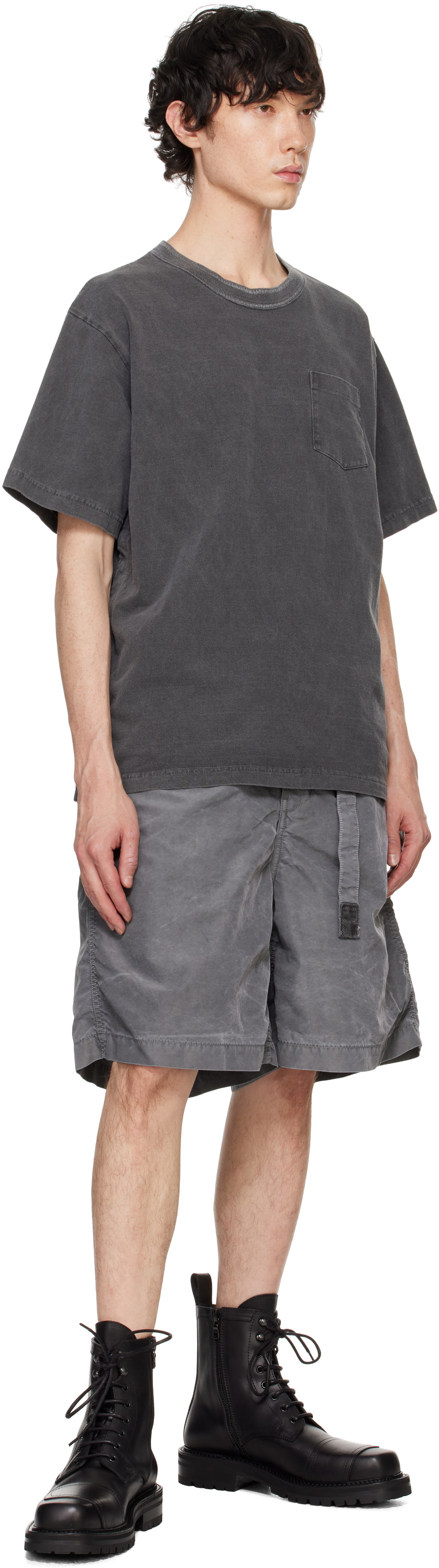 sacai Gray Nylon Twill Shorts Sacai