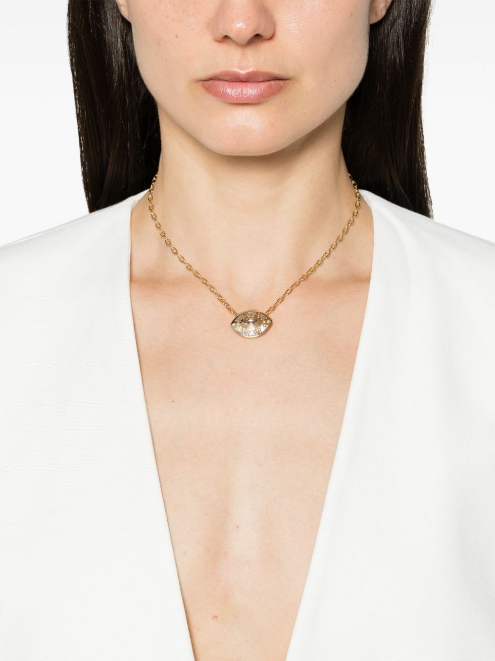 Harwell Godfrey 18K Yellow Gold Cleopatra’s Eye Diamond And Amethyst Necklace