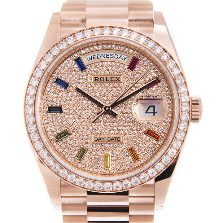 Photo: Rolex Day-Date 36 Paved Dial Automatic 18kt Everose Gold President Watch 128345DSP