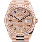 Rolex Day-Date 36 Paved Dial Automatic 18kt Everose Gold President Watch 128345DSP