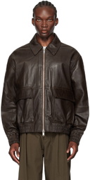 Studio Nicholson Brown Piston Leather Jacket