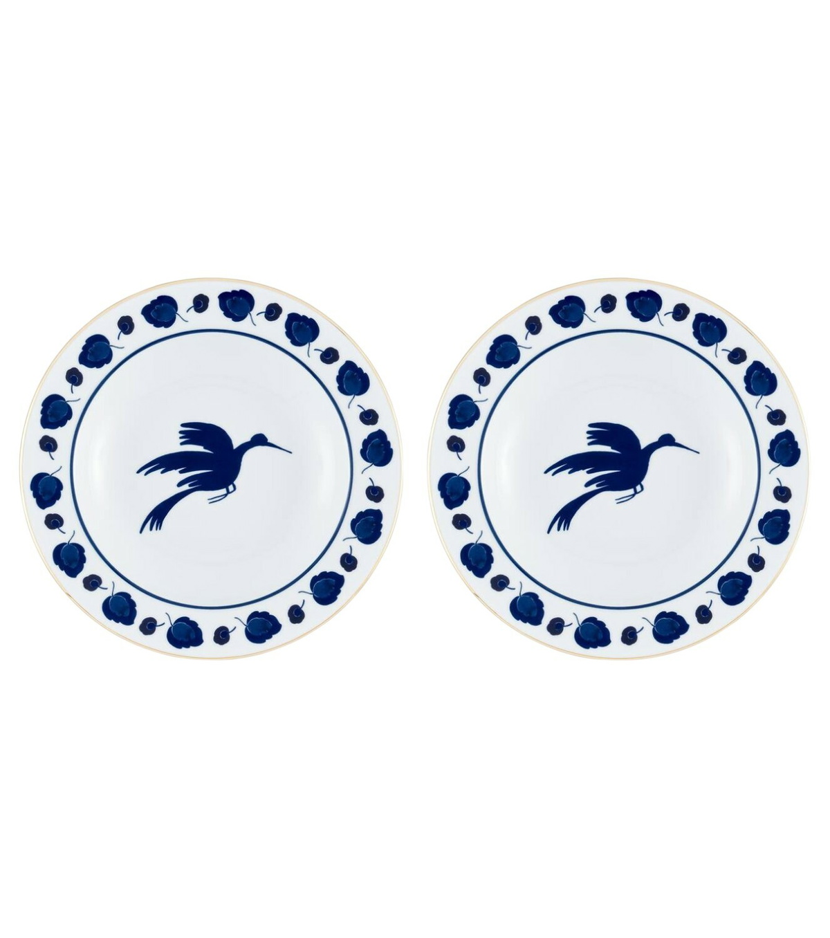 Wildbird Blue Set of 2 Soup & Dinner Plates main image 1
