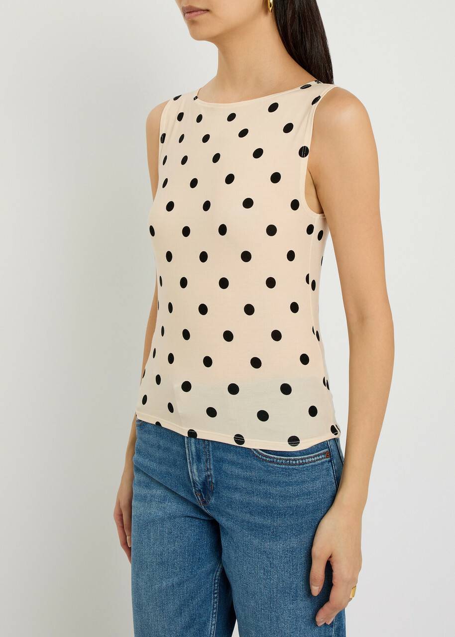 Reformation Dusk Polka dot Jersey Tank White
