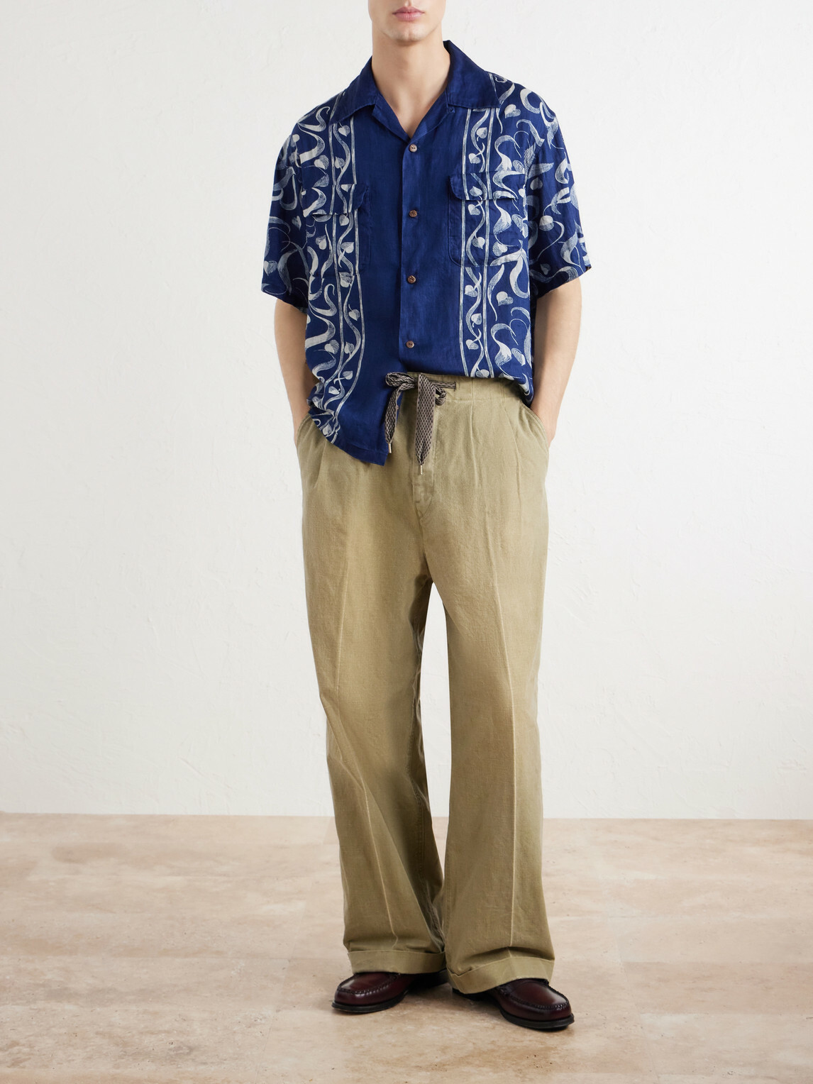 KAPITAL - Easy Straight-Leg Pleated Cotton-Canvas Trousers - Neutrals