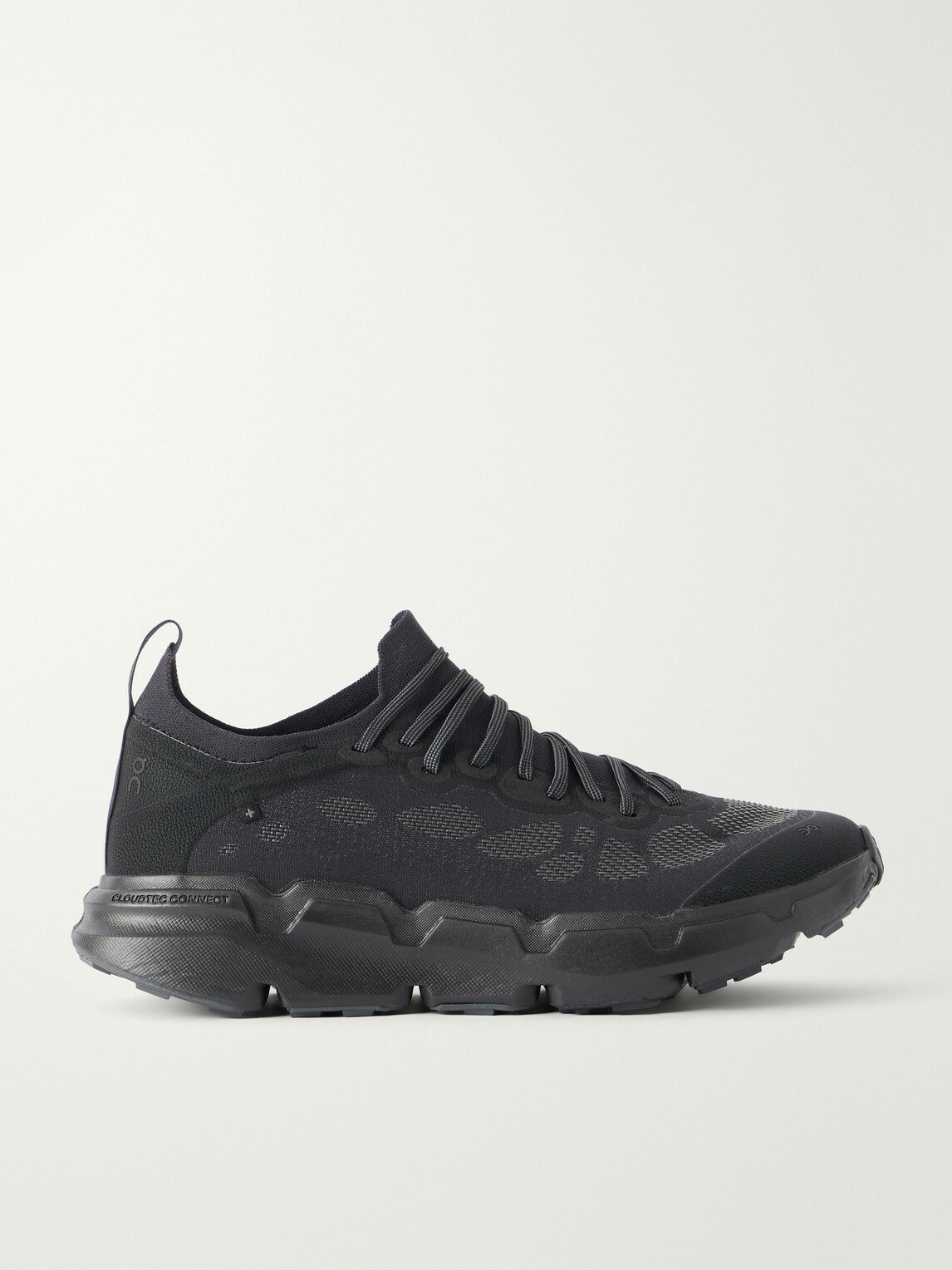 On - PAF Cloudsoma Rubber-Trimmed Stretch-Knit Sneakers - Black