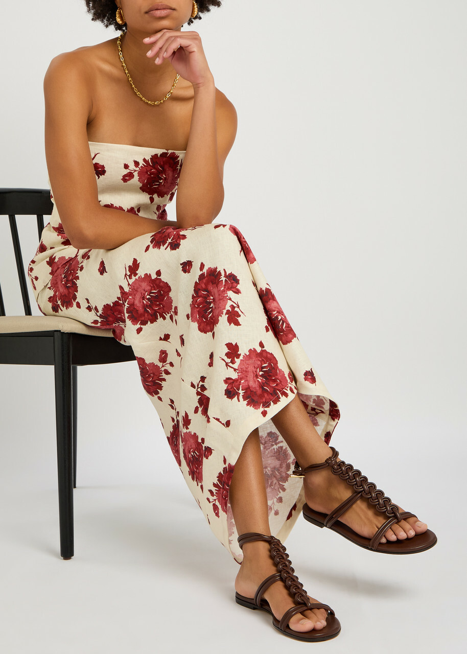 Gianvito Rossi Capua Braided Leather Sandals Brown