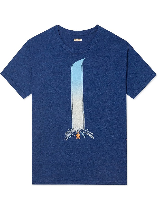 Photo: KAPITAL - Laundry Max Indigo-Dyed Printed Cotton-Jersey T-Shirt - Blue