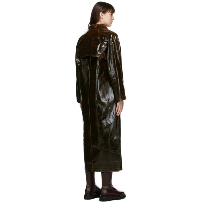 Kassl Editions Brown Wool Original Long Lacquer Coat Kassl Editions