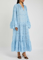 Lug Von Siga Donna Ruffled Cotton-blend Maxi Dress Blue