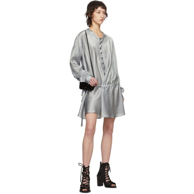 grey silk shirt dress Grey Cotton Silk & Organza Shirt Dress  cottonchalk