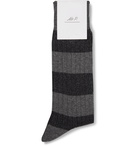 Mr P. - Striped Mélange Cotton-Blend Socks - Gray