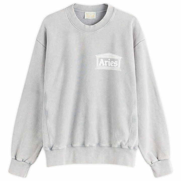 Photo: Aries Men's Aged Temple Crew Sweatshirt in Grey