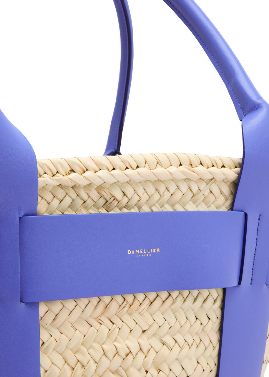 Demellier Santorini Leather and Raffia Basket bag - Blue Demellier Santorini Leather and Raffia Basket bag - Blue