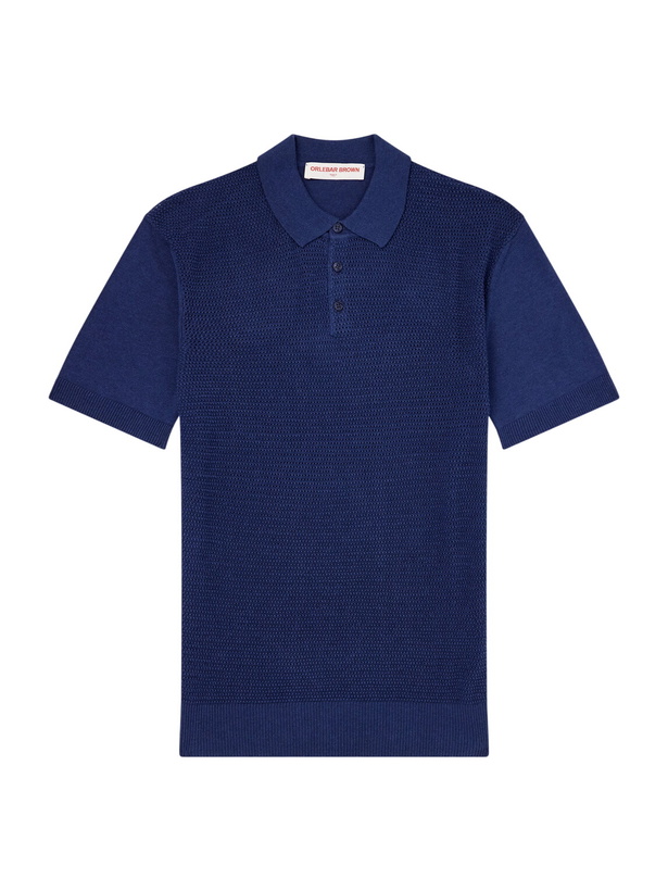 Photo: Orlebar Brown - Burnham Tie Stitch Linen-blend Polo Shirt - Blue
