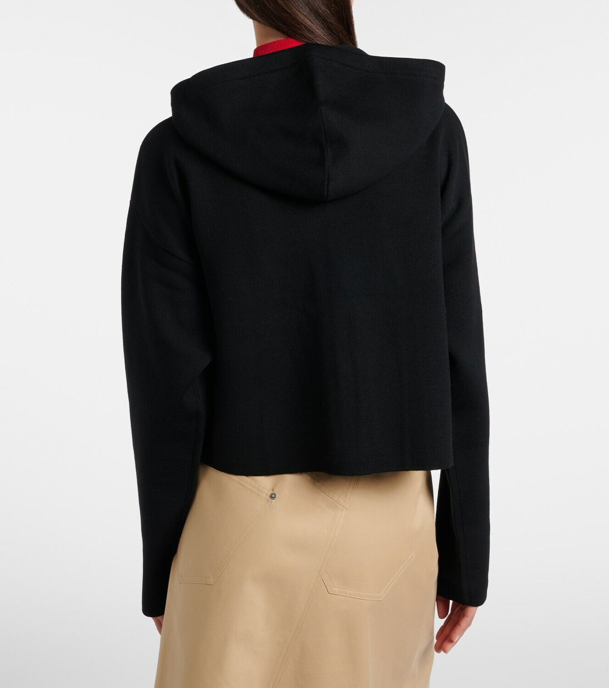 Loewe Leather-trimmed wool hoodie