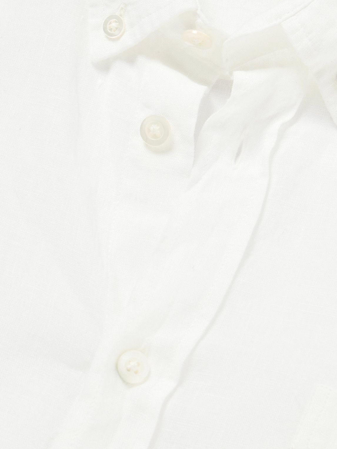 La Paz - Button-Down Collar Linen Shirt - White