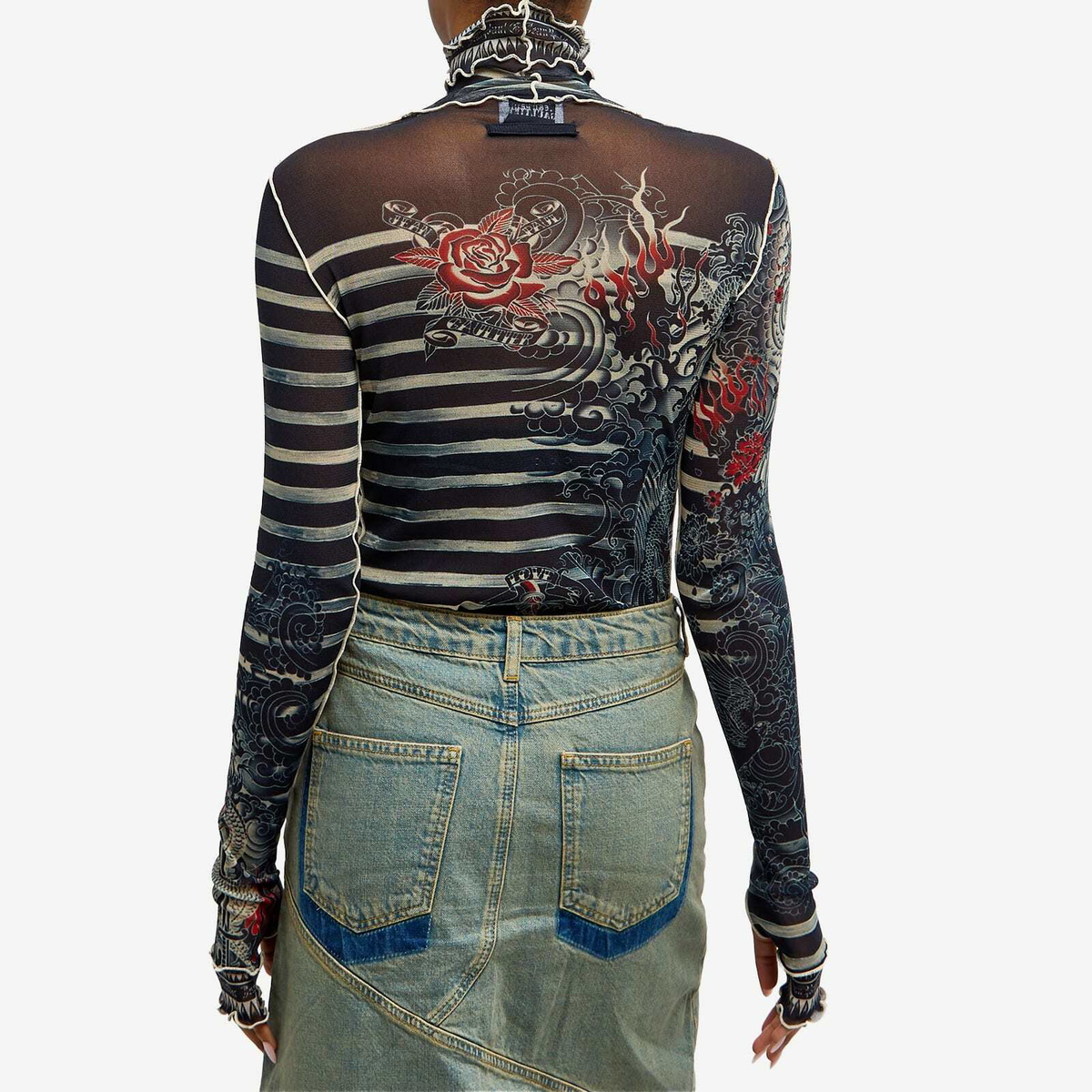 Jean Paul Gaultier Women's Mariniere Logo Tattoo Long Sleeve