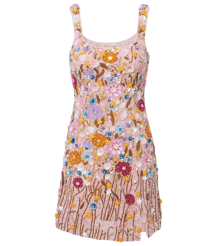Photo: Là Fuori Embellished floral-appliqué minidress