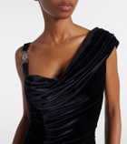 Versace Asymmetric gathered velvet gown