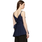 Cedric Charlier Navy Asymmetric Ruffle Camisole