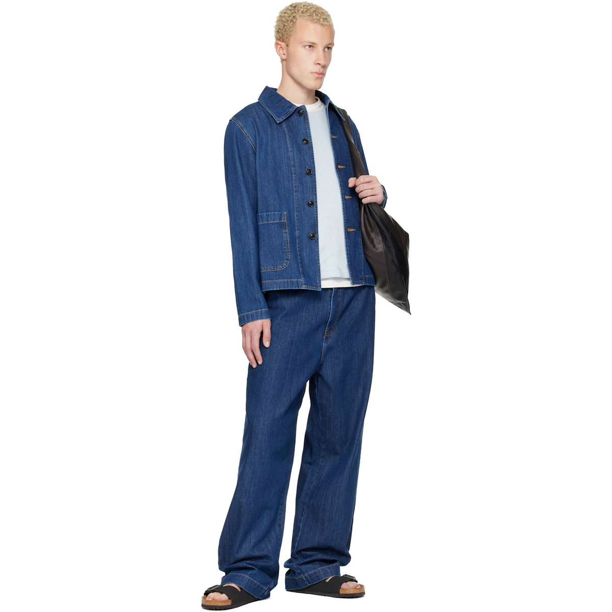 Merz b. Schwanen Blue Cropped Worker's Denim Jacket