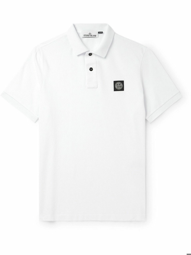 Photo: Stone Island - Logo-Appliquéd Cotton-Blend Piqué Polo Shirt - White