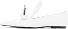 Pushbutton White Coin Purse Loafers