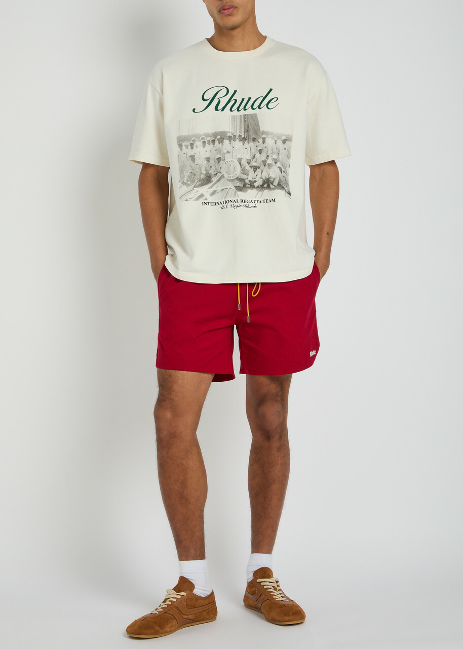 Rhude Virgin Islands Script Printed Cotton T-shirt White