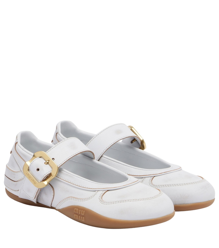 Photo: Miu Miu Gymnasium leather Mary Jane flats