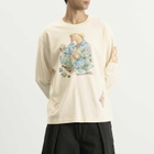 Story mfg. Men's Grateful Long Sleeve T-Shirt in Ecru Patchwork Bear
