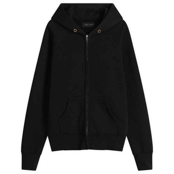 Photo: Les Tien Men's Heavyweight Raglan Zip Hoodie in Jet Black