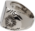 Alexander McQueen Silver & Black Stone Signet Ring