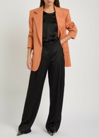 Stella Mccartney Pleated Straight-leg Satin Trousers Black