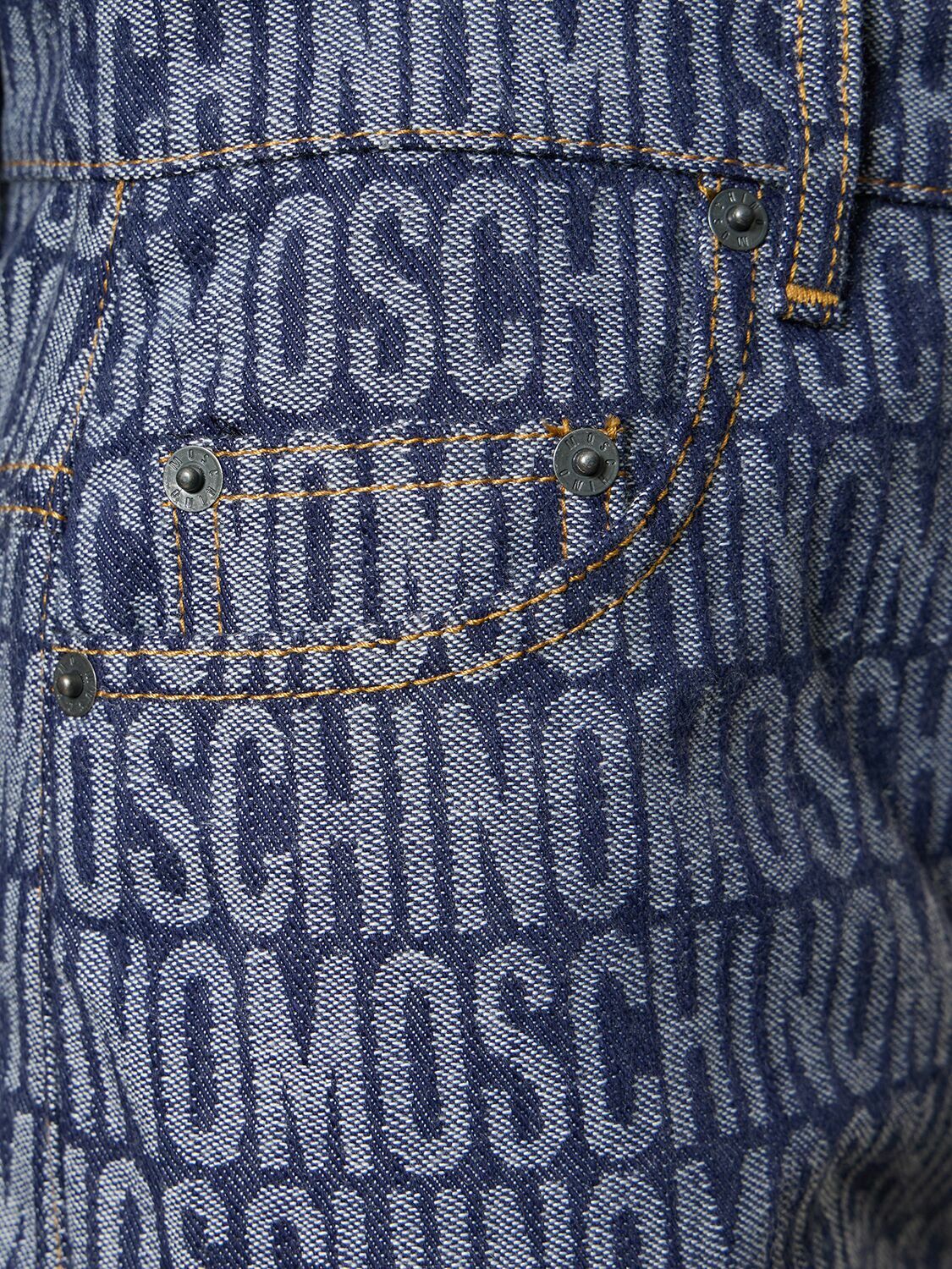 パンツ MOSCHINO Women Straight Pants 031905220285 Blue MOSCHINO - Logo Jacquard Mid Rise Straight Jeans Moschino