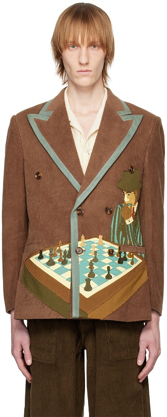 Photo: KidSuper Brown Chess Not Checkers Blazer