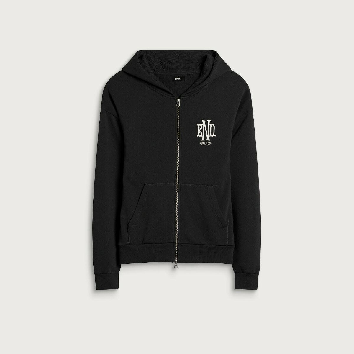 END. Mono Zip Hoodie in Cinder Black