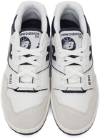 New Balance White & Navy BB550 Sneakers