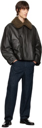 LEMAIRE Brown Quilted Leather Jacket