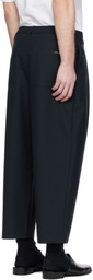 Maison Kitsuné Navy Cropped Pleated Trousers