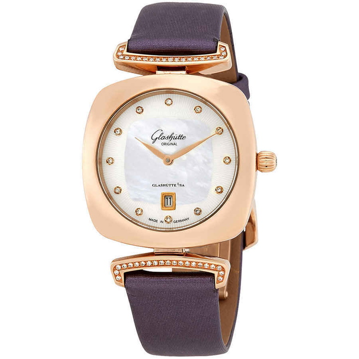 Photo: Glashutte Pavonina 18kt Rose Gold White Mother of Pearl Diamond Dial Ladies Watch 1-03-01-08-05-34