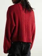 Enfants Riches Déprimés - Distressed Cable-Knit Cashmere Sweater - Red