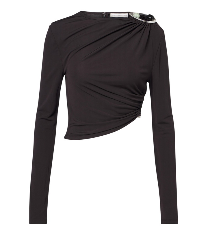 Photo: Christopher Esber Orica Crystal ruched jersey crop top