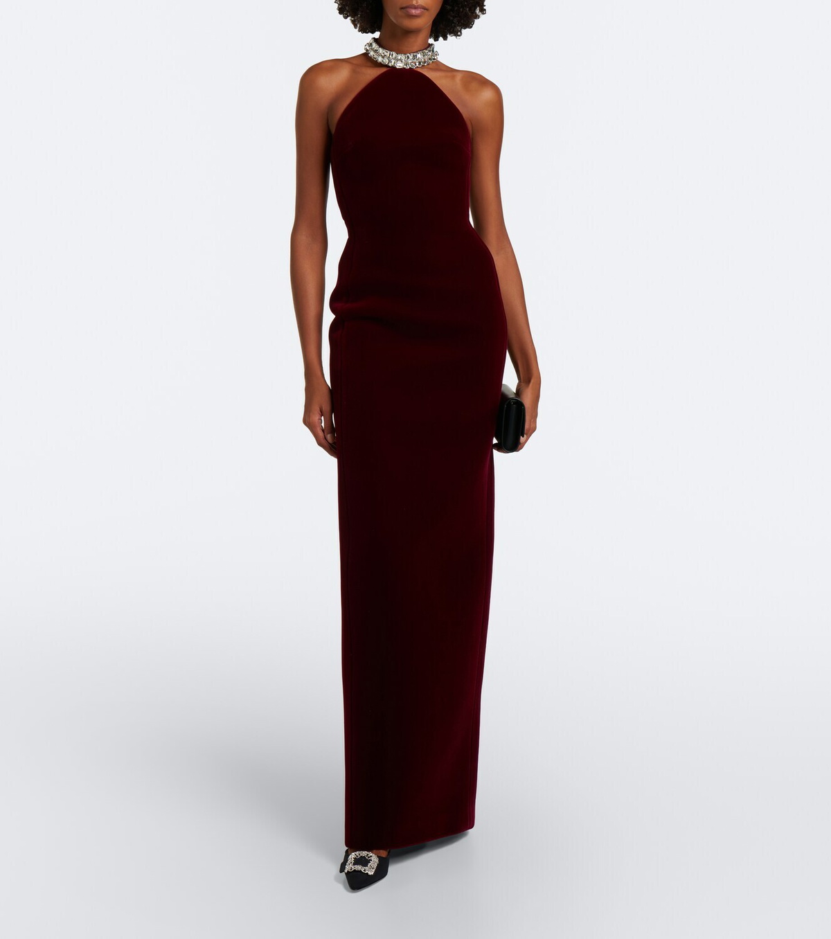 David Koma Embellished halterneck velvet gown