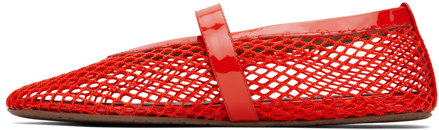 ALAÏA Orange Fishnet Ballerina Flats