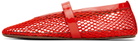ALAÏA Orange Fishnet Ballerina Flats
