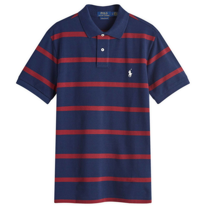 Photo: Polo Ralph Lauren Men's Stripe Polo Shirt in Spring Navy/Red Carpet