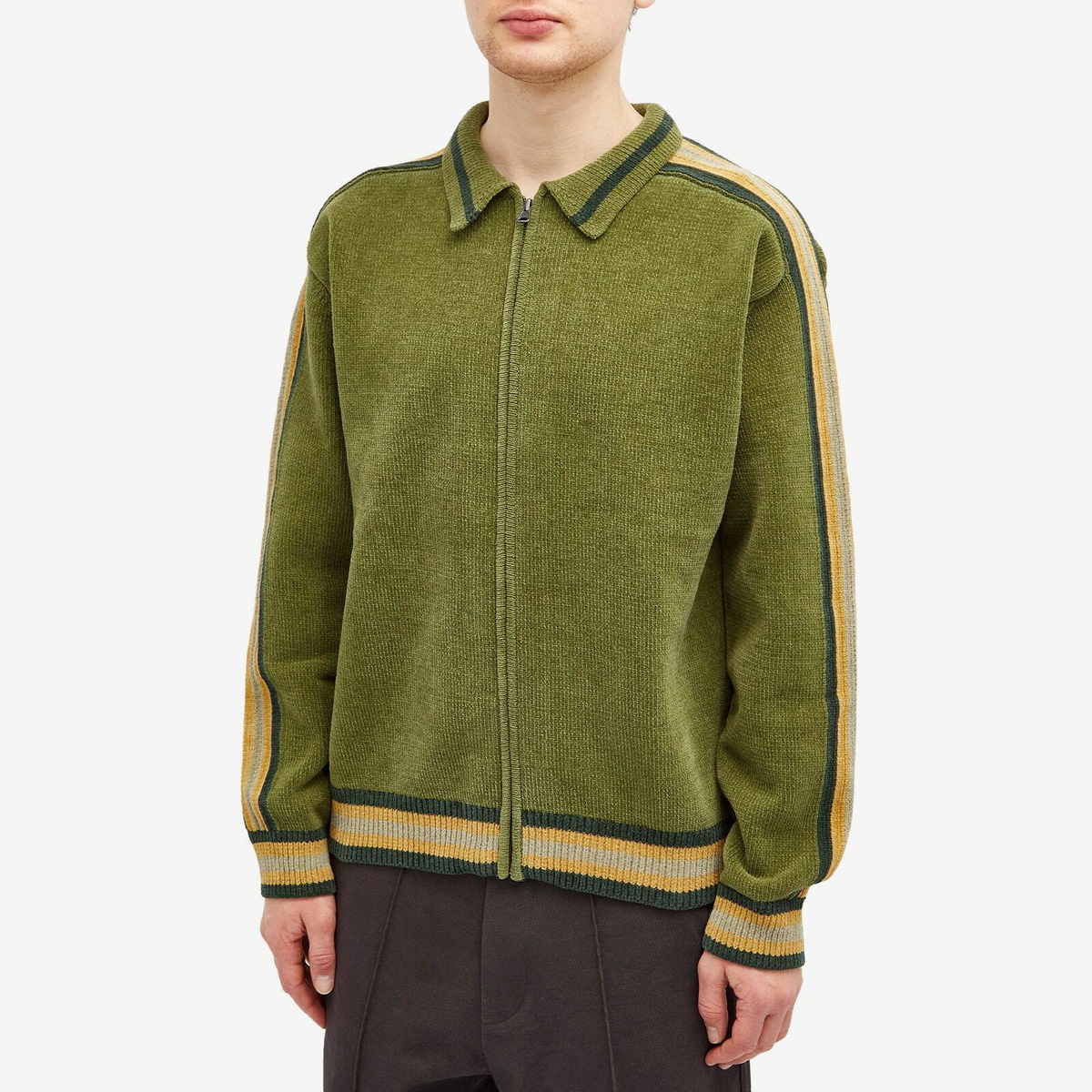 ディスイズネバーザット Striped Zip Cardigan Olive thisisneverthat Men's Stripe Zip Cardigan in Olive